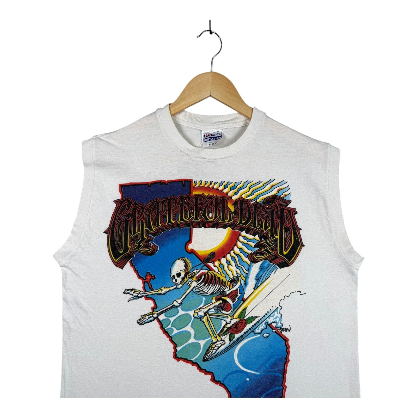 Vintage Grateful Dead Surfing Skeleton Tank Muscle Tee Top