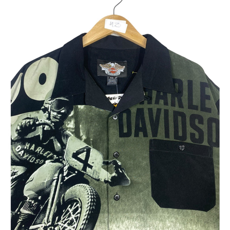 Vintage Harley Davidson Graphic Button Up Polo Shirt