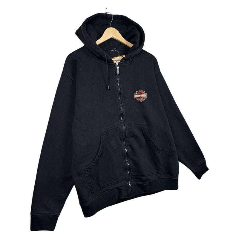 Vintage Harley Davidson Shield Logo Full Zip Hoodie