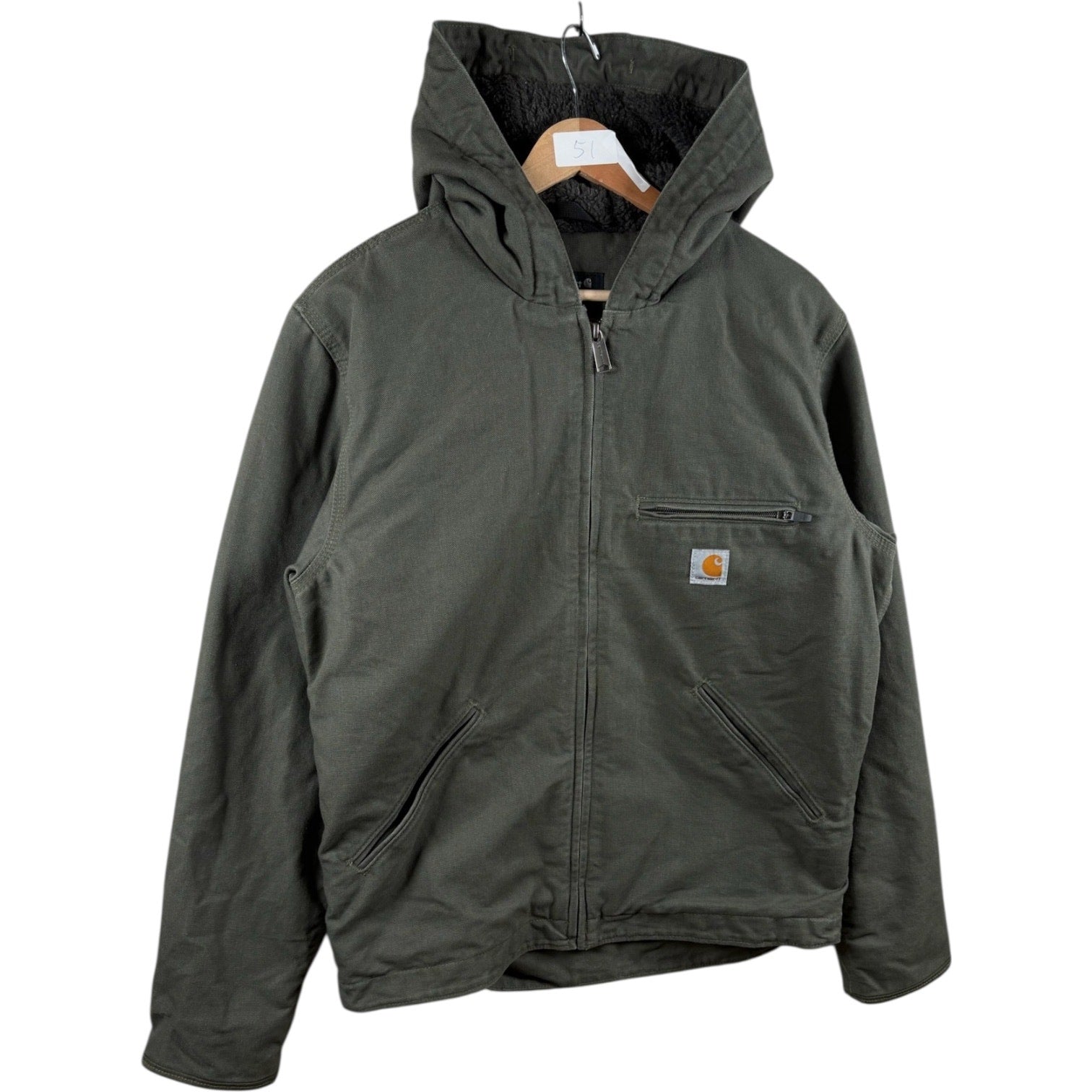 Vintage Carhartt Sherpa Lined Full Zip Hooded Workwear Jacket