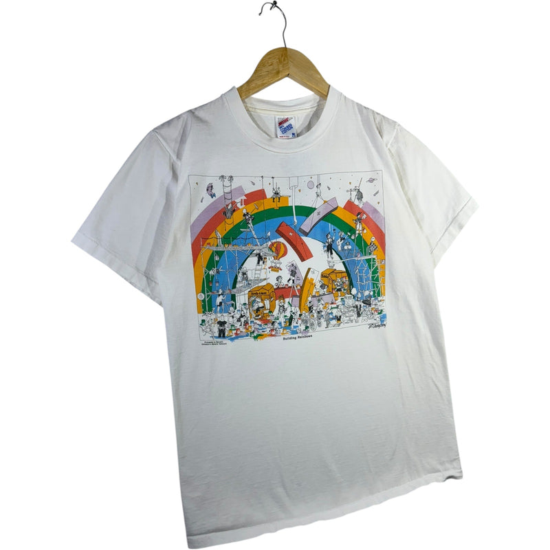 Vintage Building Rainbows Cartoon Graphic T-Shirt