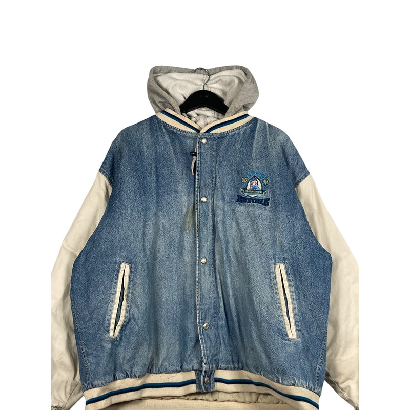 Vintage Disney Eeyore Embroidered Hooded Varsity Jacket