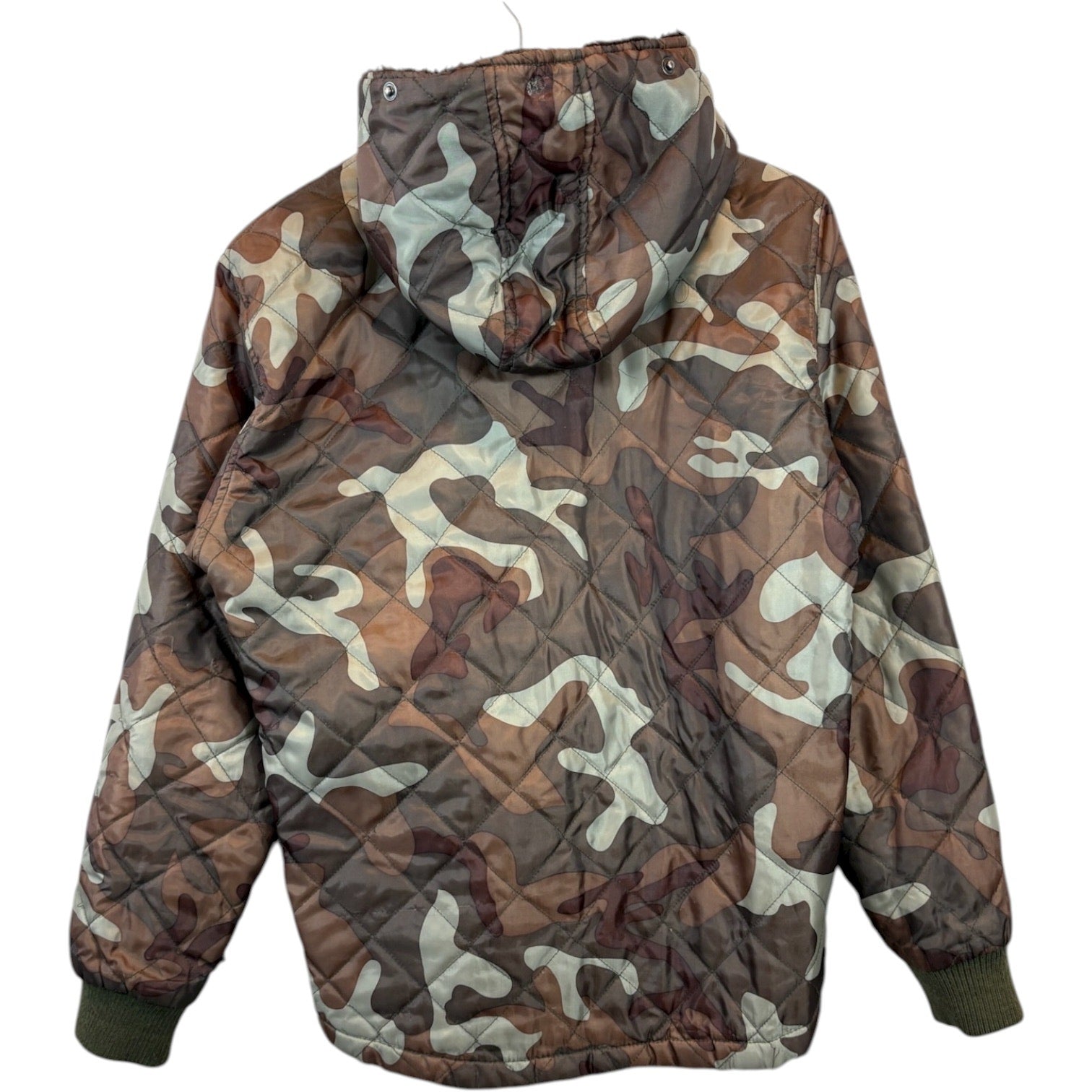 Vintage Camouflage Quilted Full Zip Jacket Hoodie