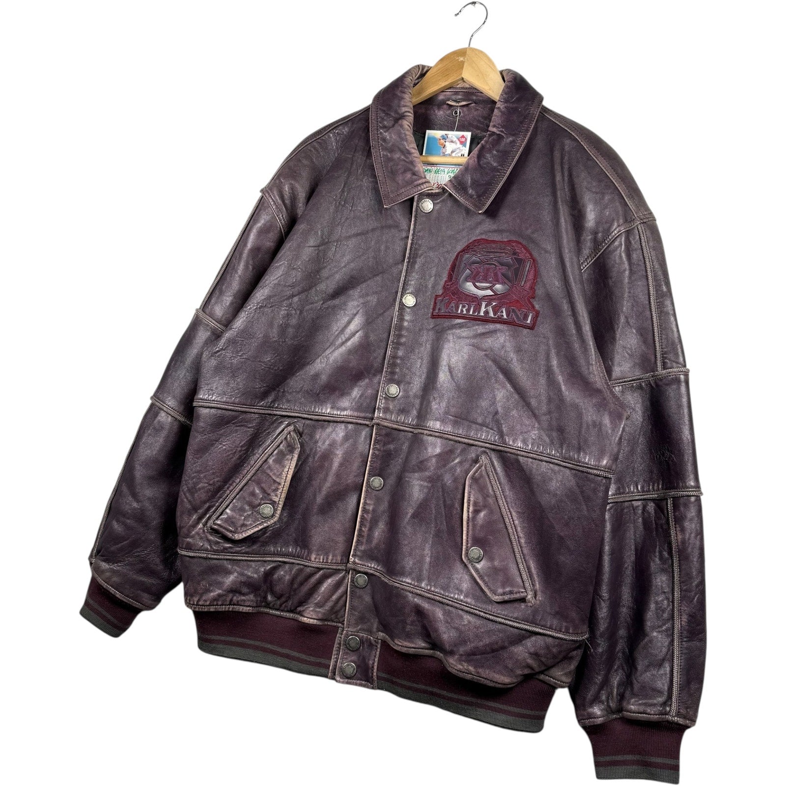 Vintage Karl Kani Embroidered Leather Bomber Jacket