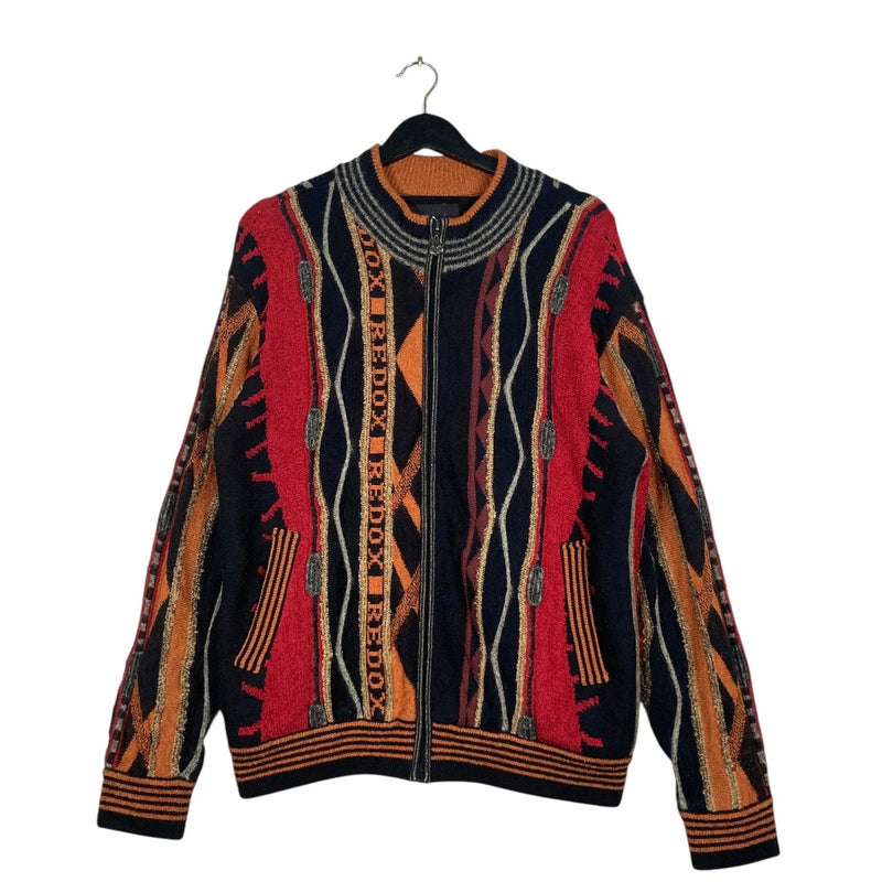 Vintage Redox Stripe Spellout Abstract Knit Sweater