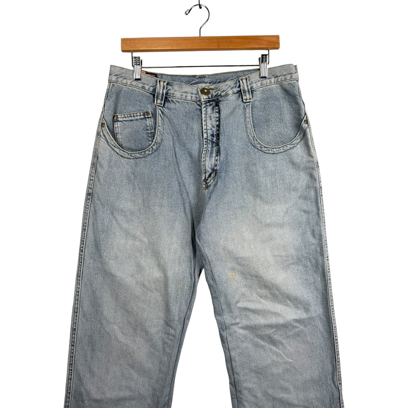 Vintage Denma Straight Leg Light Wash Denim Jeans 34x31.5