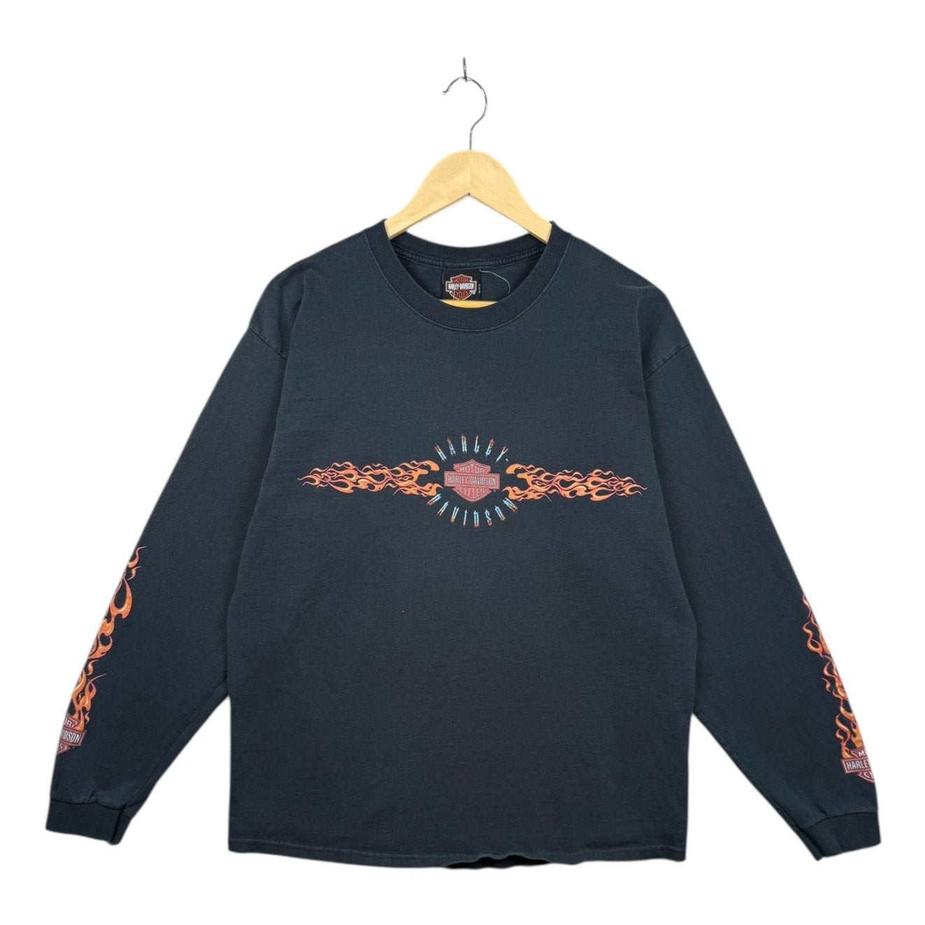 Vintage Harley Davidson Chicago Flame Graphic Long Sleeve