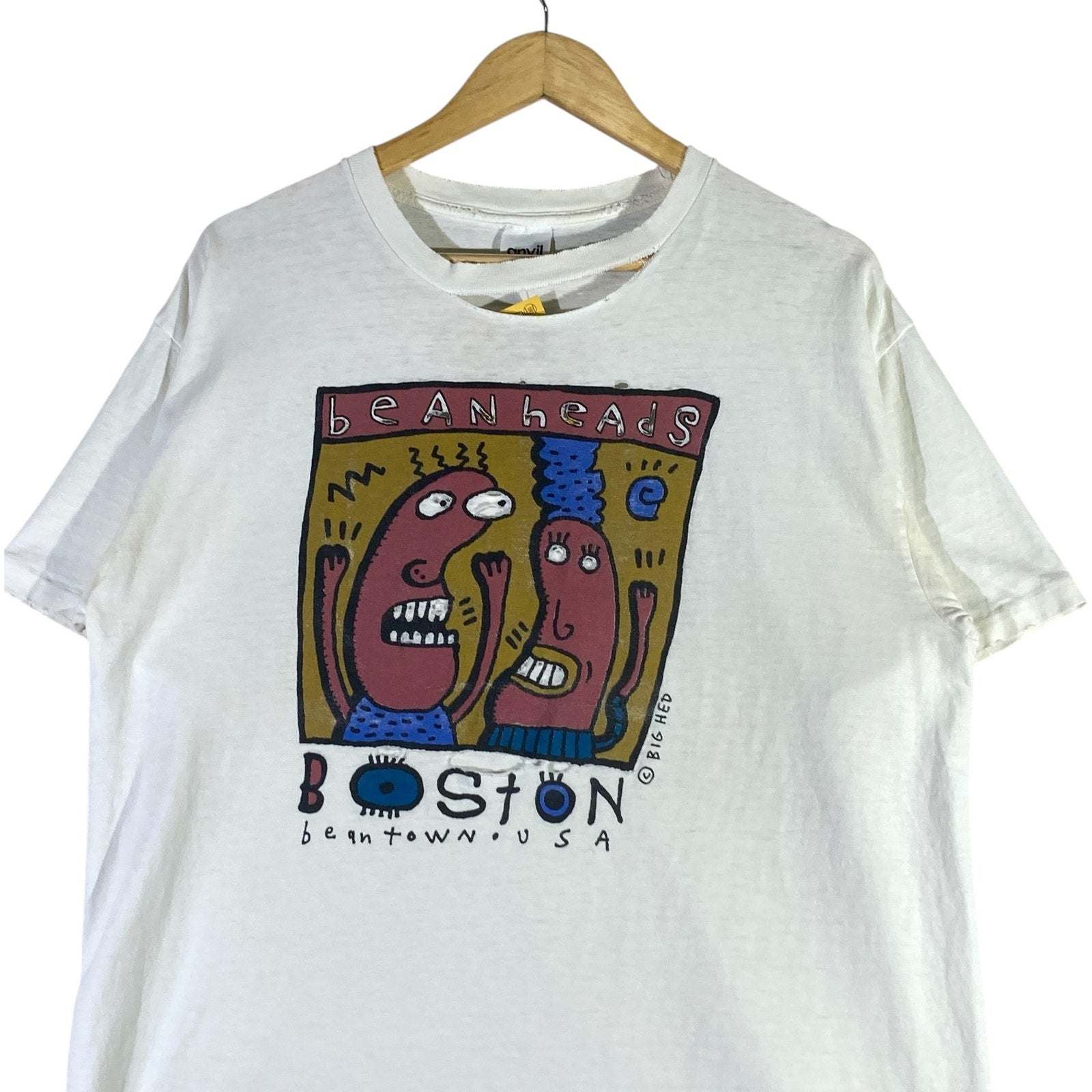 Vintage Boston Beanheads Beantown Cartoon Souvenir Tee