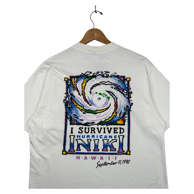 Vintage I Survived Hurricane Iniki Hawaii T-Shirt 1992