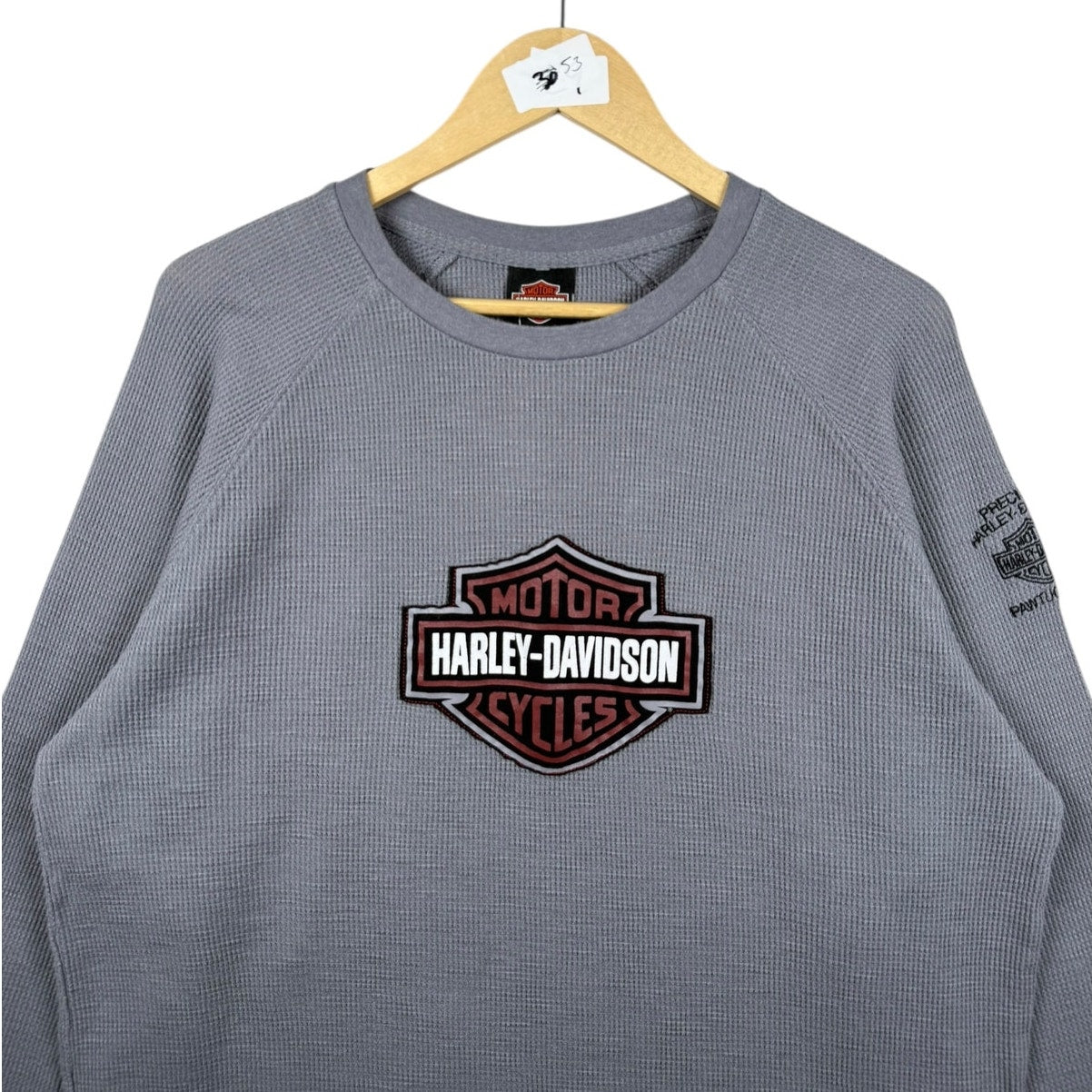 Vintage Harley Davidson Logo Waffle Knit Long Sleeve
