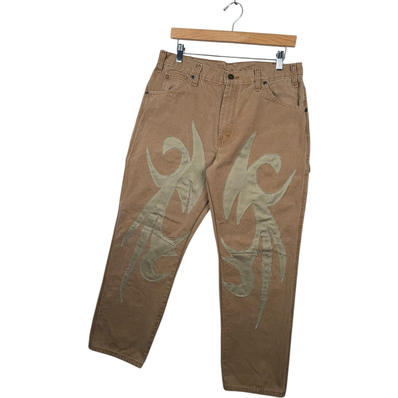 Vintage Dickies Tribal Flame Patchwork Carpenter Pants 34