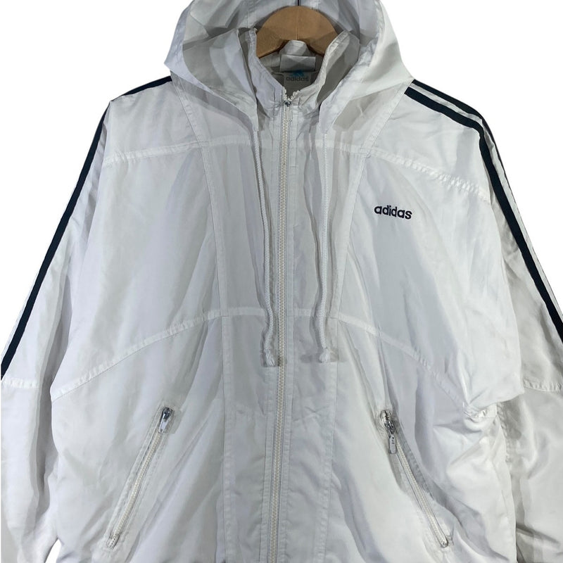Vintage Adidas Full Zip 3-Stripes Hooded Windbreaker