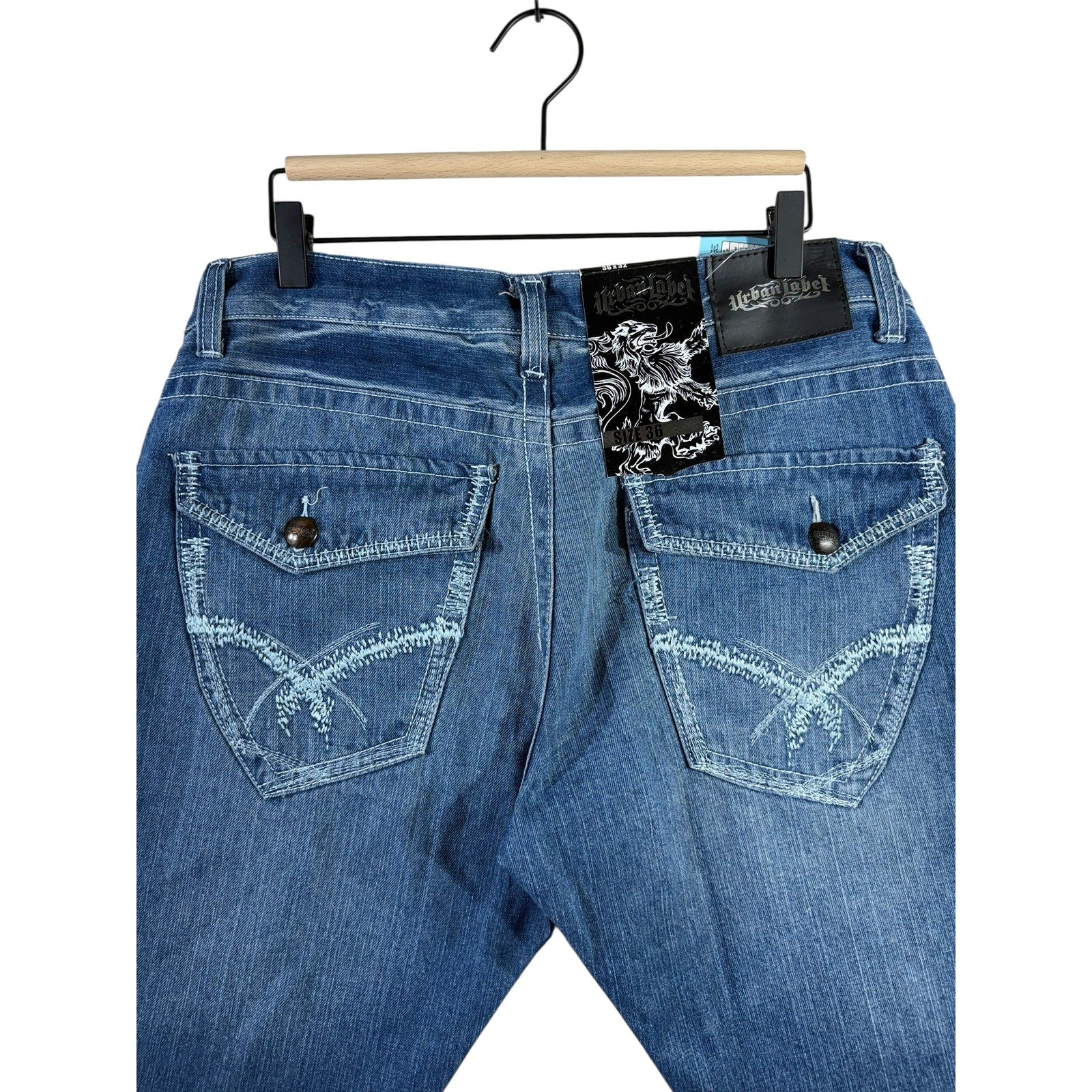 Vintage Urban Label Denim Whiskering Shorts 36