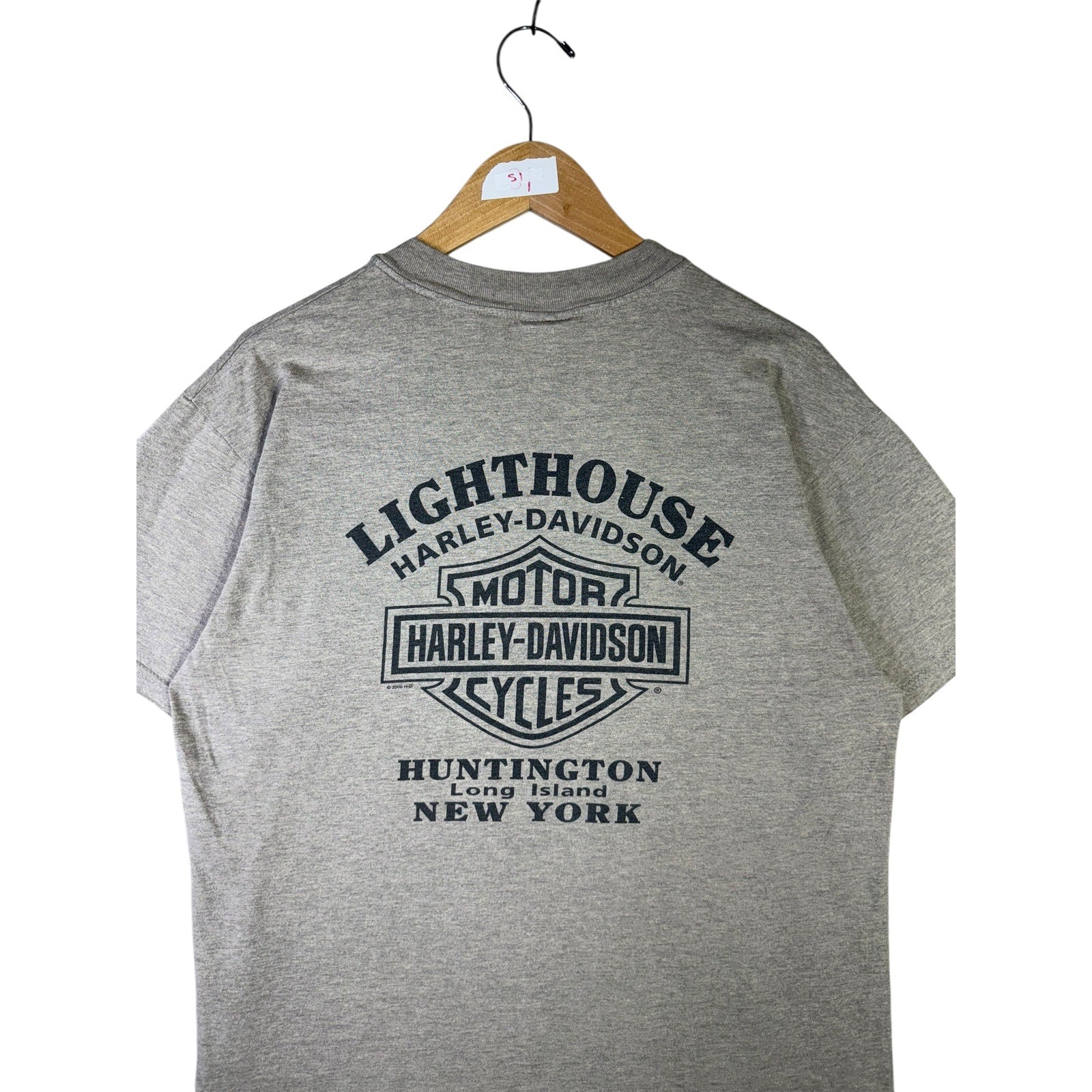 Vintage Harley Davidson Lighthouse Huntington Graphic T-Shirt