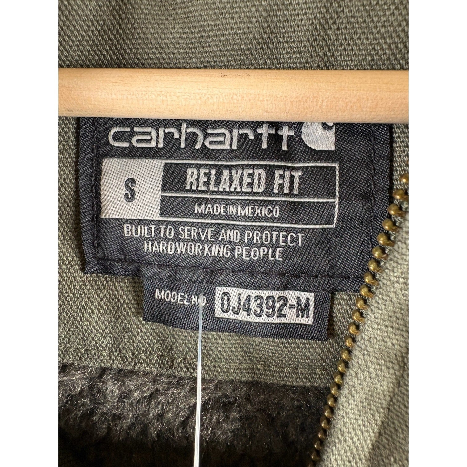 Vintage Carhartt Sherpa Lined Full Zip Hooded Workwear Jacket