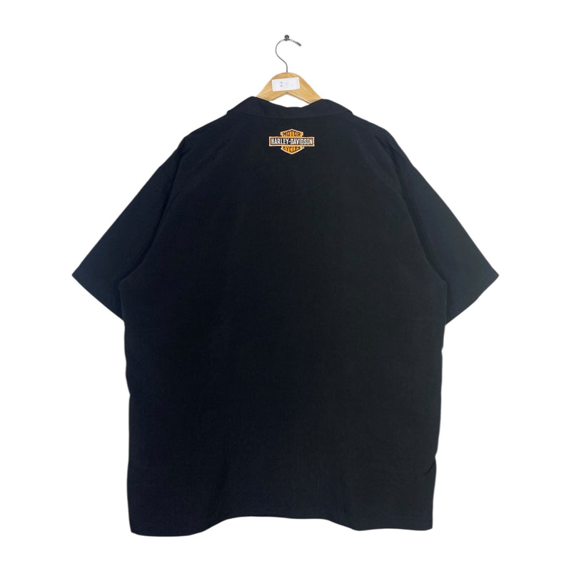 Vintage Harley Davidson Graphic Button Up Polo Shirt