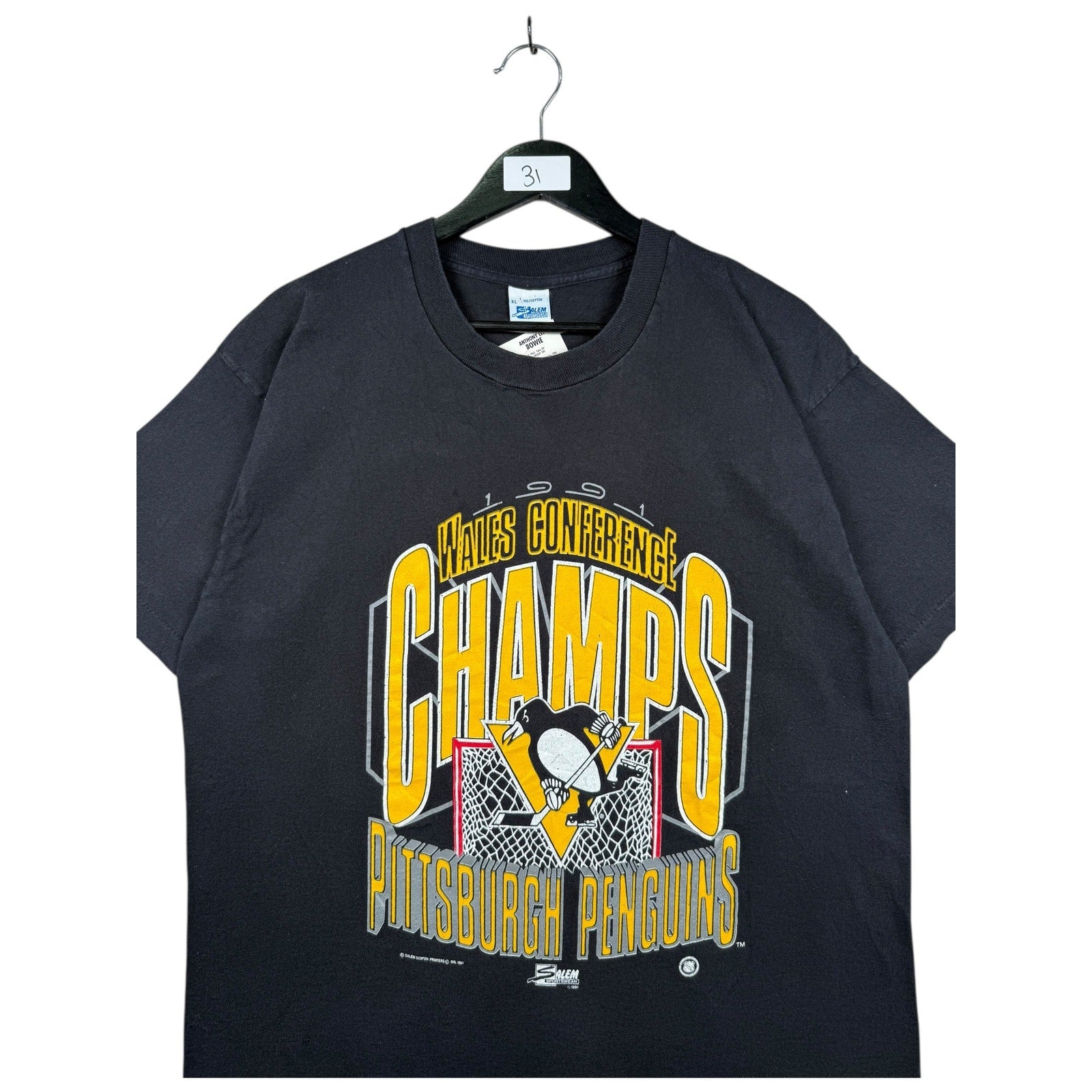 Vintage Pittsburgh Penguins NHL Whales Conference T-Shirt 1991