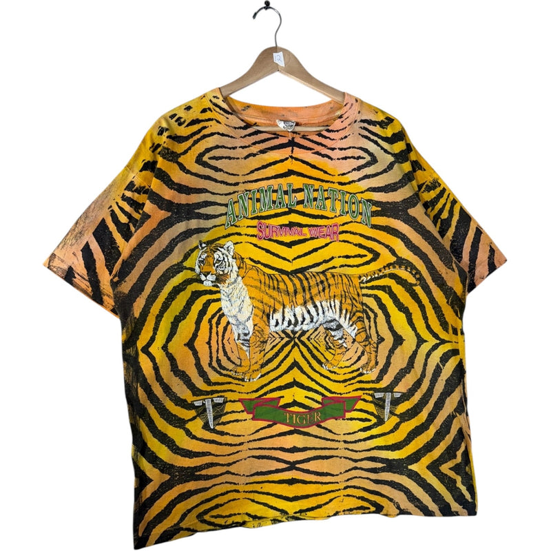 Vintage Animal All Over Print Tiger Graphic T-Shirt