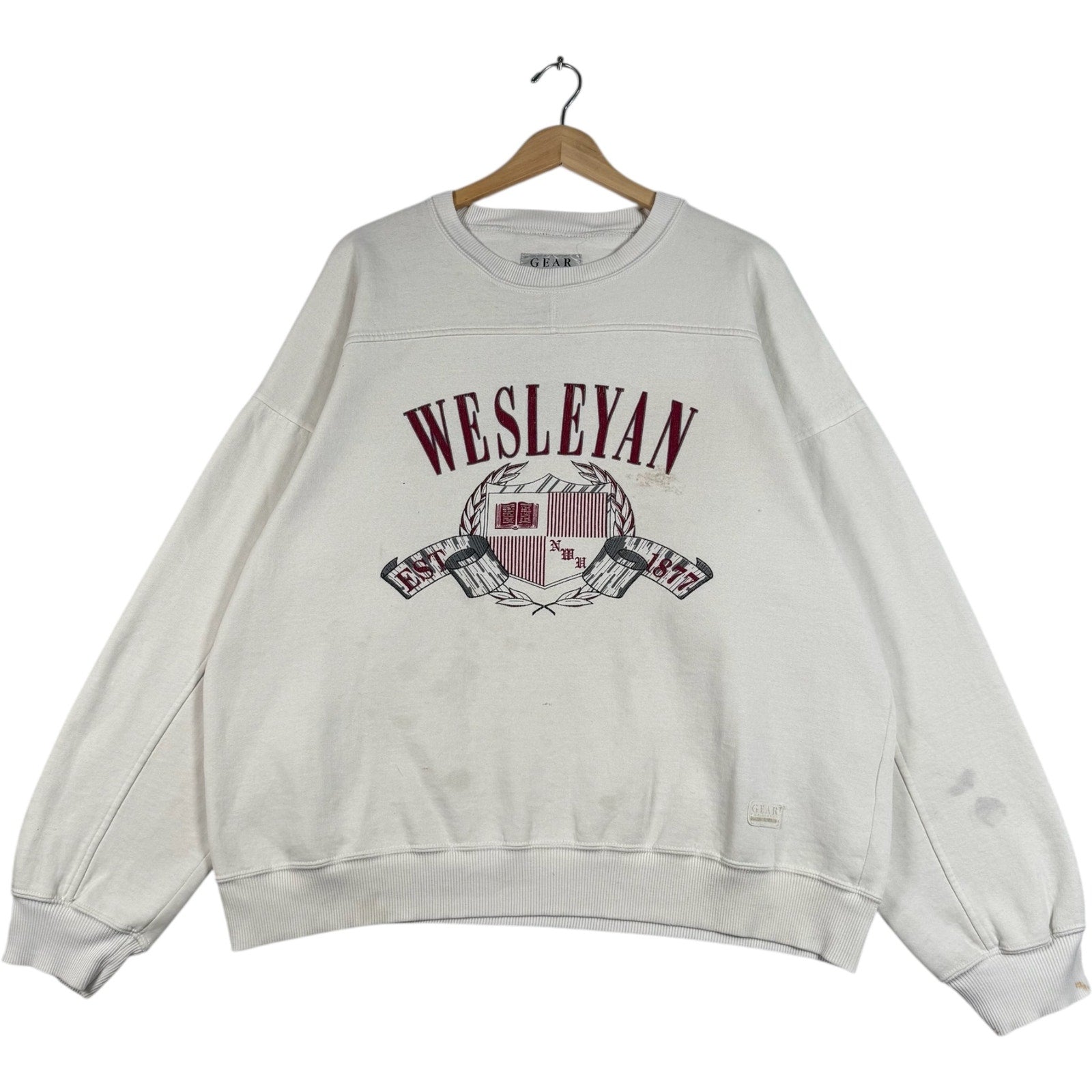 Vintage Wesleyan University Emblem Pullover Crewneck