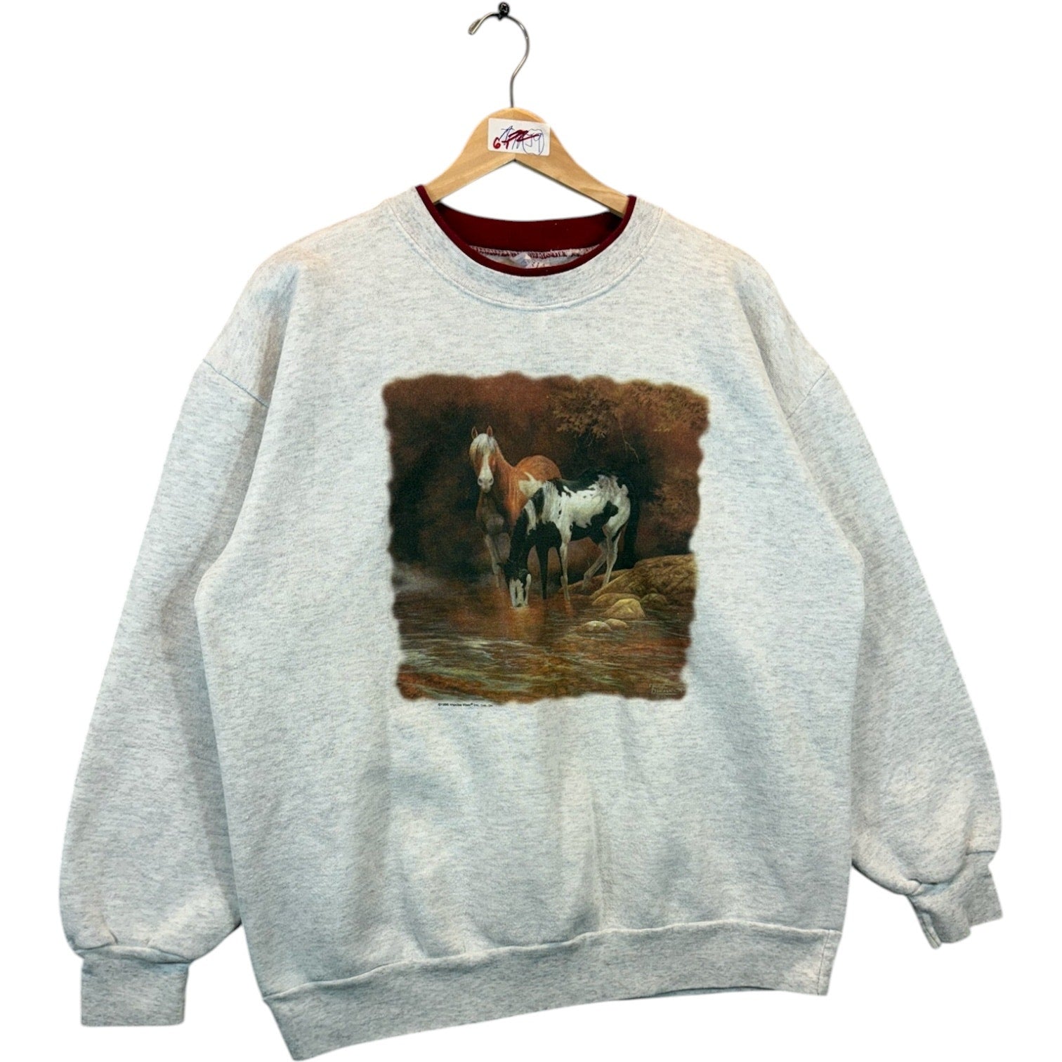 Vintage Horses Drinking Artwork Crewneck
