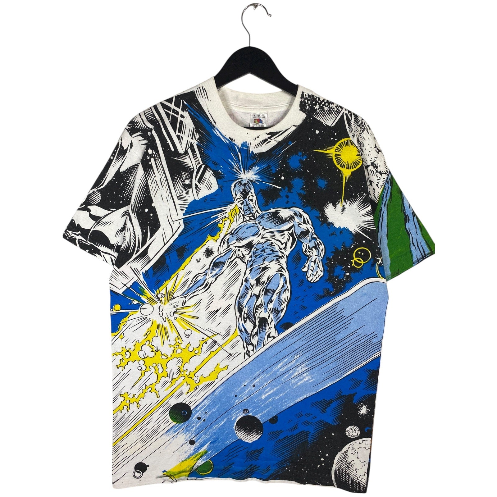 Vintage Marvel Silver Surfer All Over Print Graphic T-Shirt