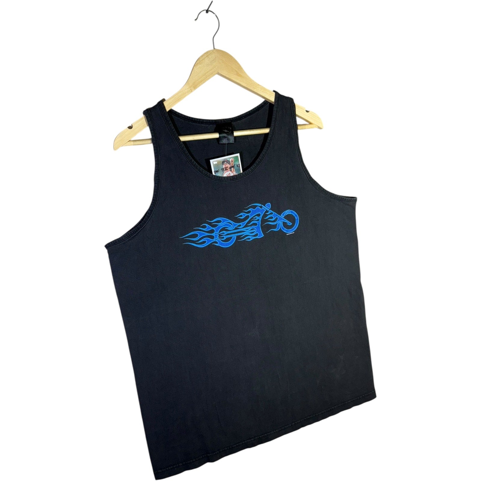 Vintage Blue Flame Motorcycle Graphic Tank Top