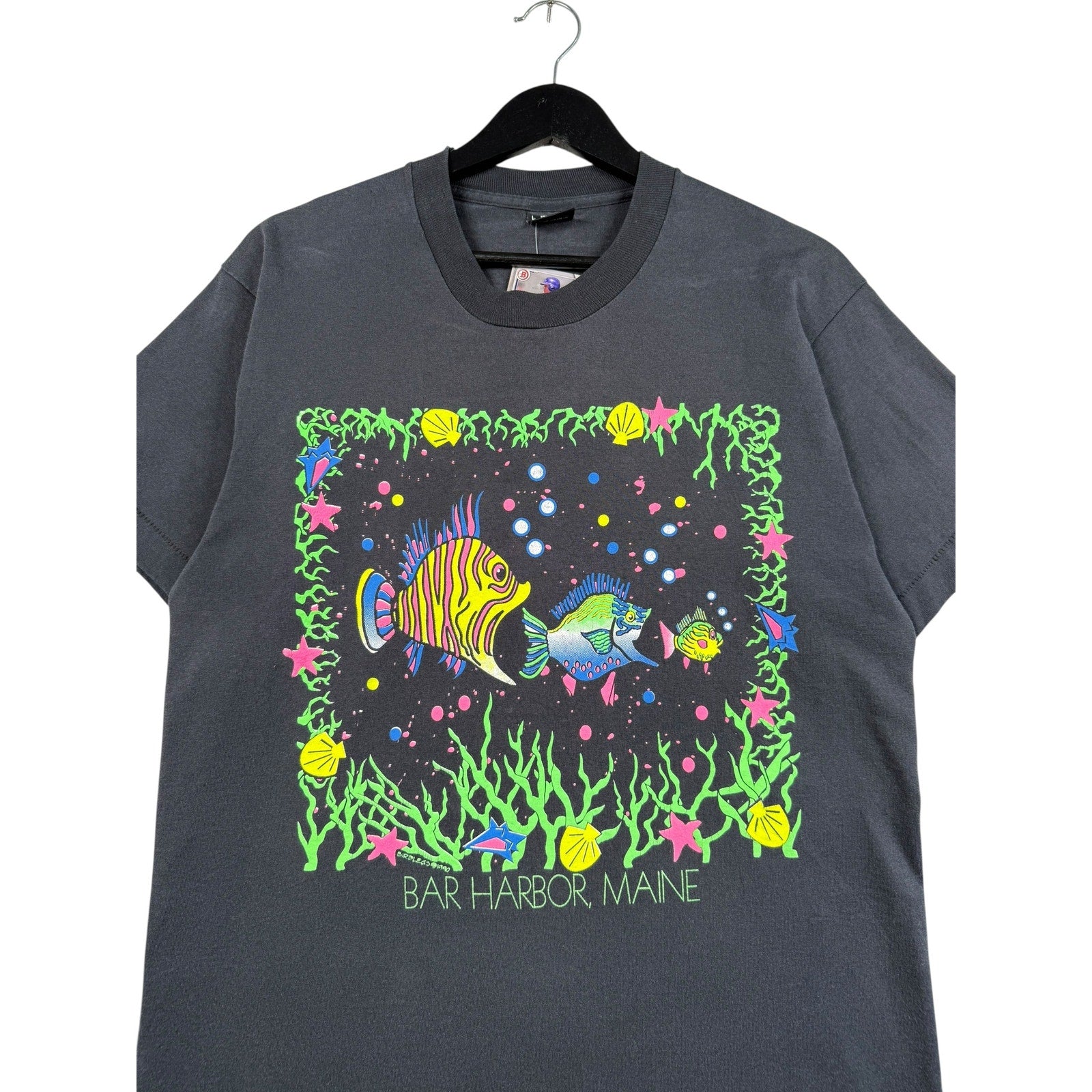 Vintage Big Fish Eating Little Fish Bar Harbor T-Shirt