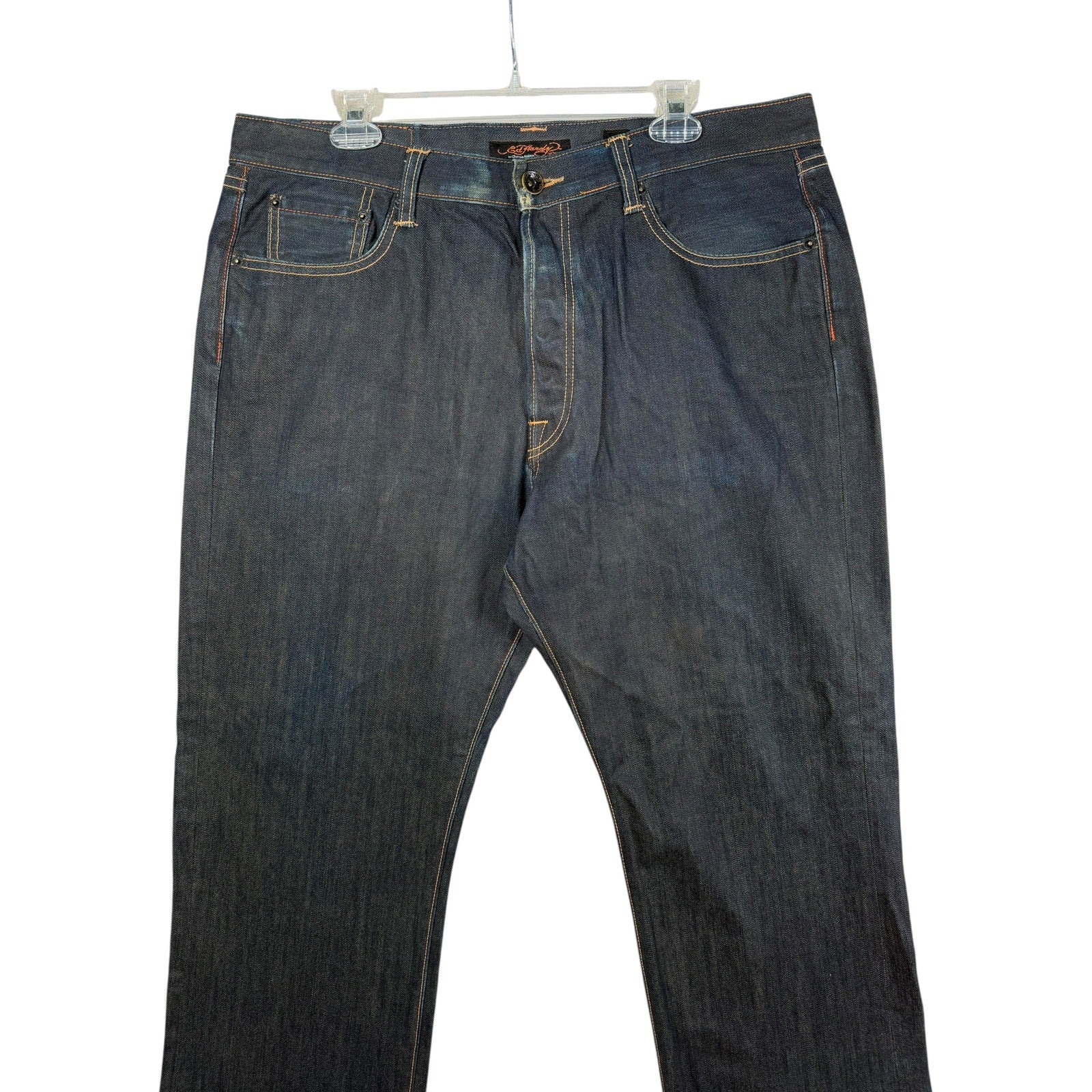 Vintage Ed Hardy Dark Embroidered Straight Leg Denim Jeans 38