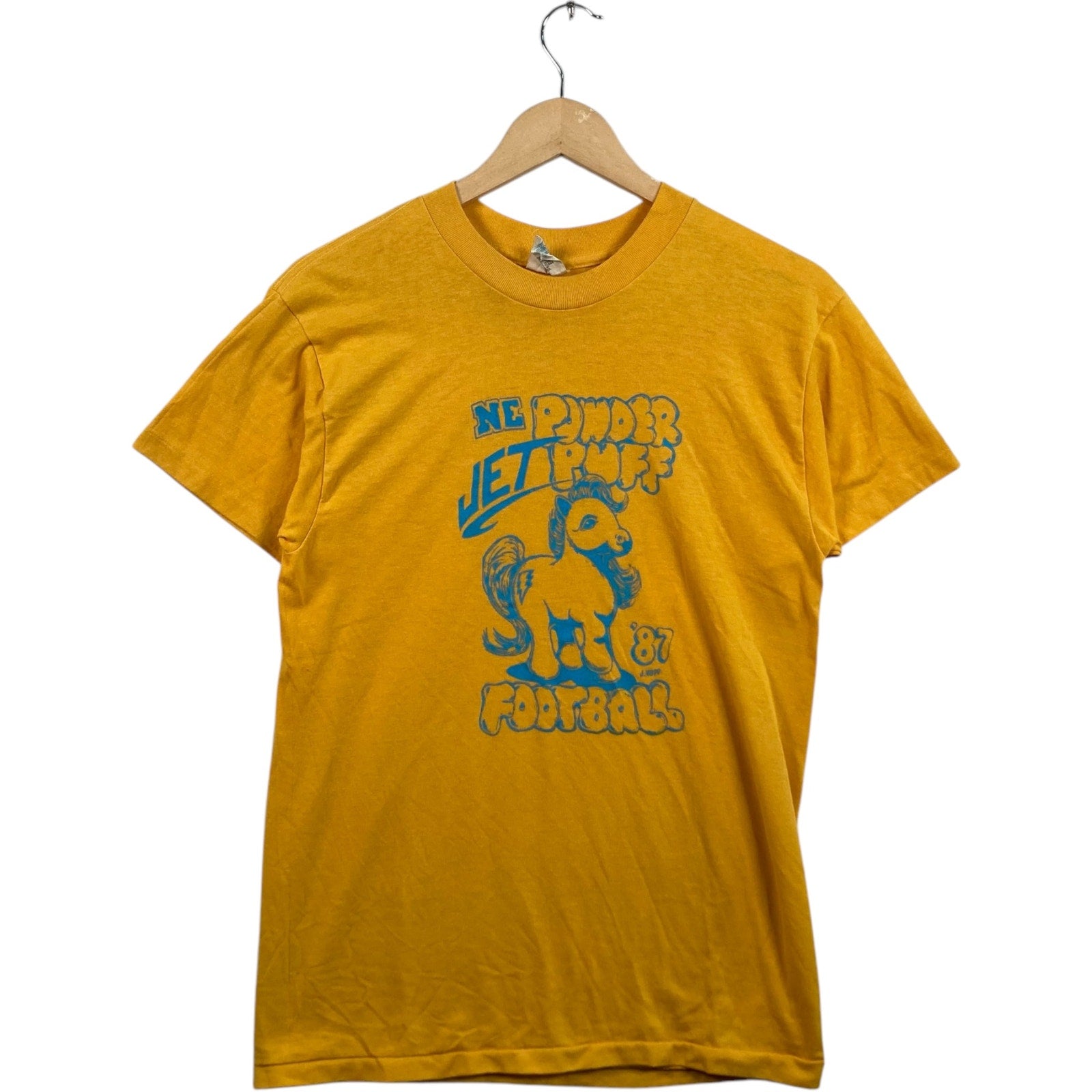 Vintage NE Powder Jet Puff Football Novelty NFL 80s Tee
