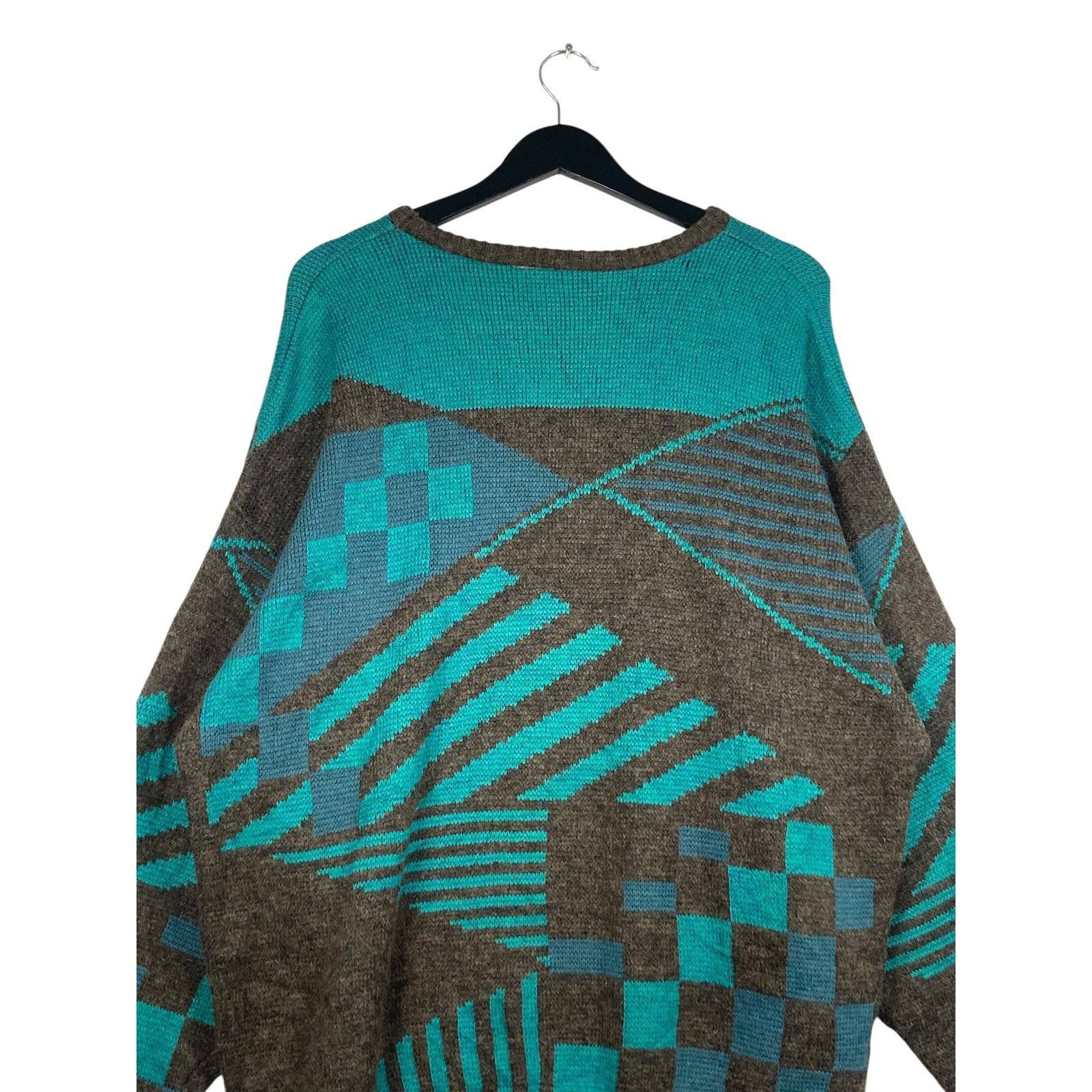Vintage Abstract Geometrical Pattern Knit Sweater