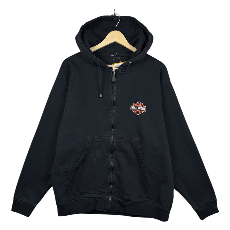 Vintage Harley Davidson Shield Logo Full Zip Hoodie