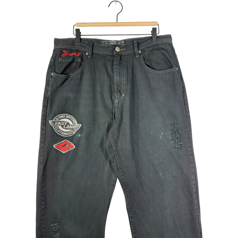 Vintage G-Unit Co. Fast Lane Motorcycle Biker Straight Leg Denim Jeans 36x30