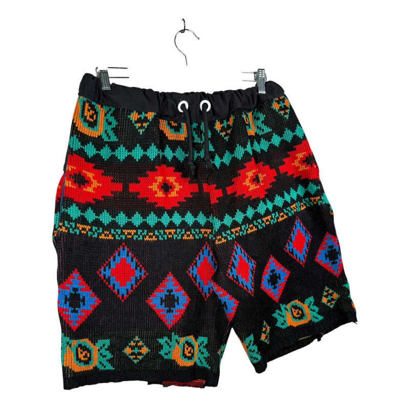 Vintage Aztec Patterned Knit Chino Shorts 34