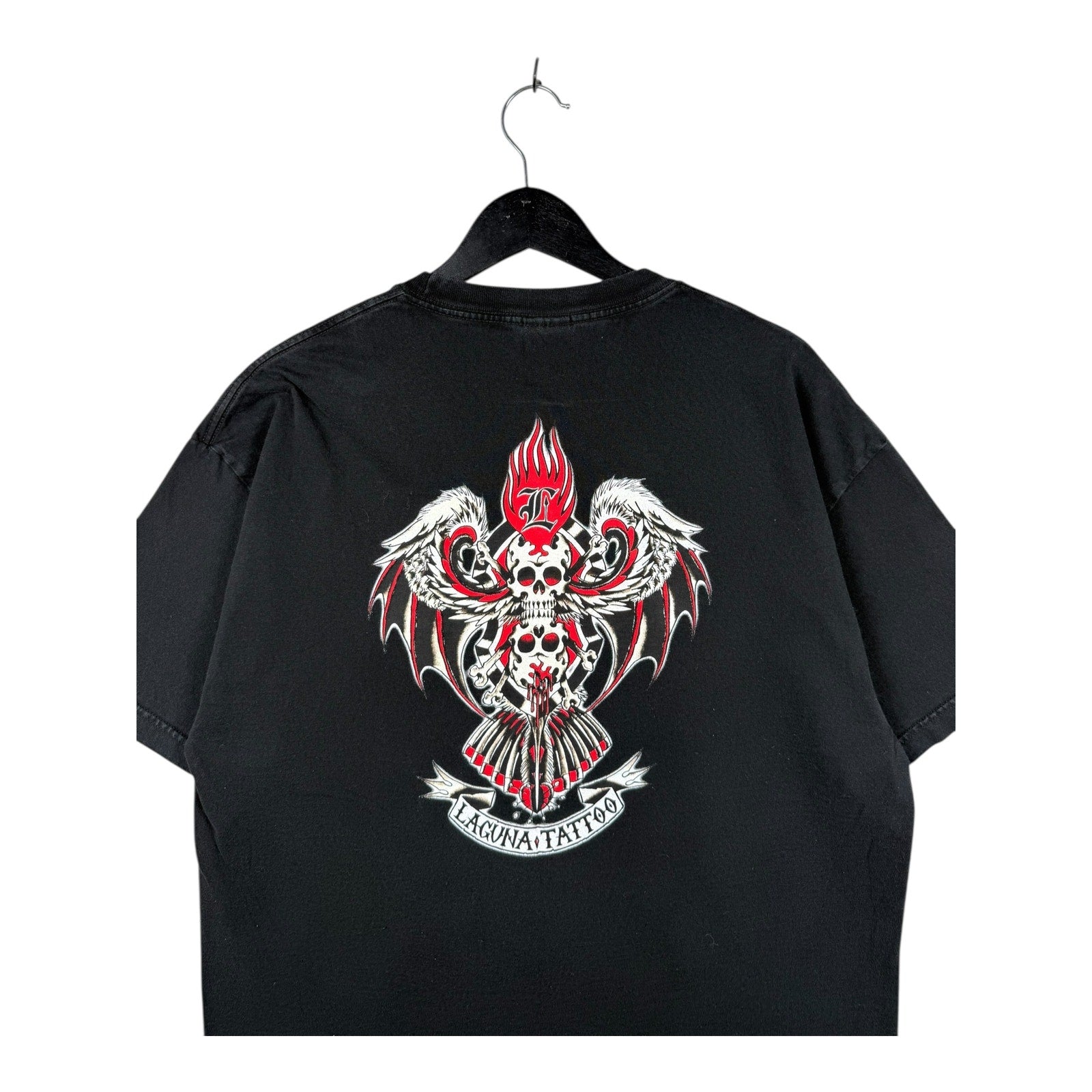 Vintage Laguna Tattoo Skull Wings Flame T-Shirt