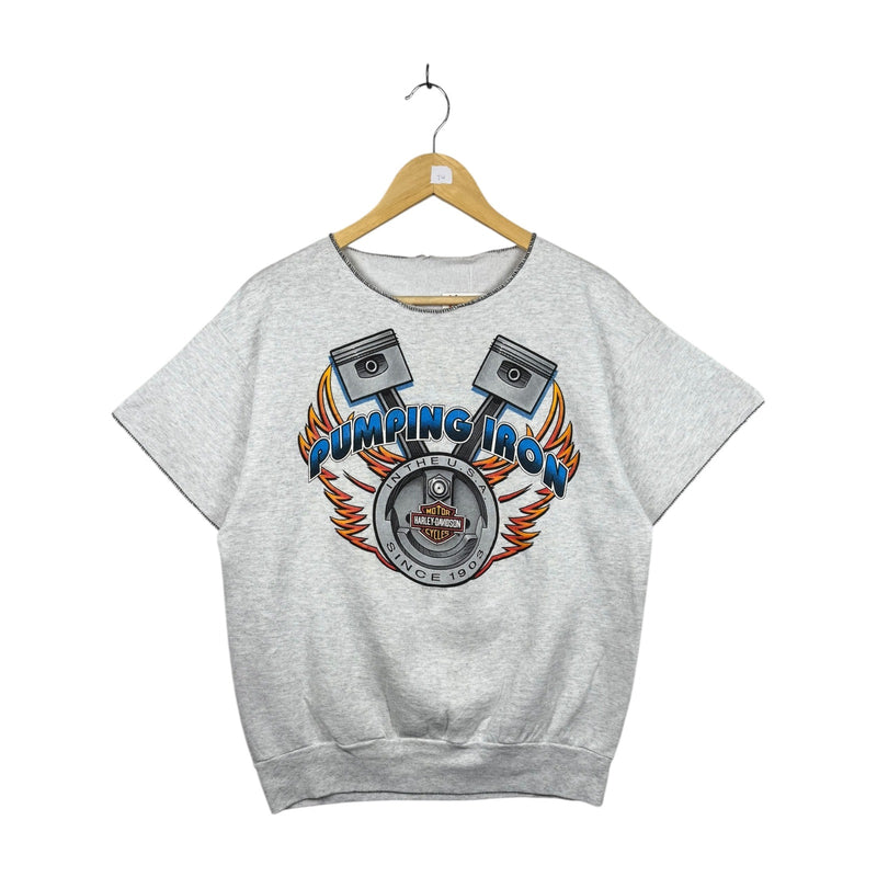 Vintage Harley Davidson Eagle Graphic Short Sleeve Sweatshirt