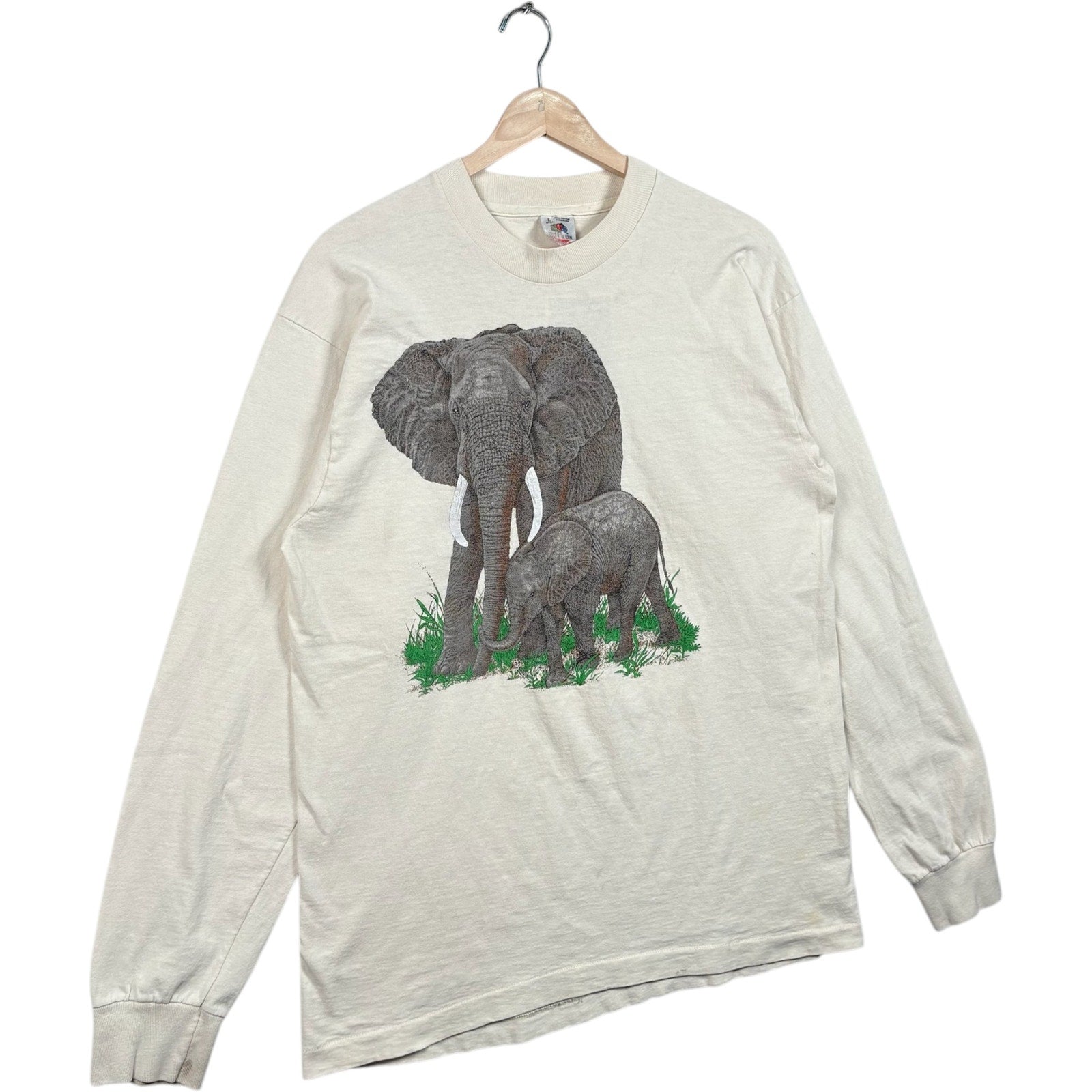 Vintage Mother And Baby Elephant Long Sleeve