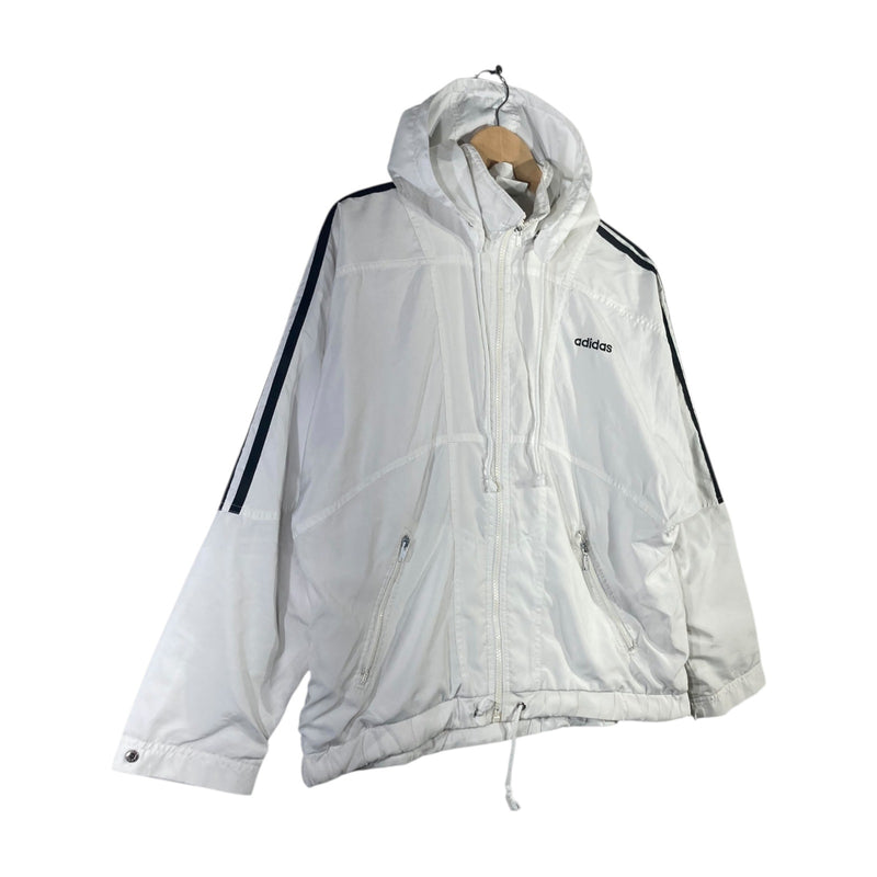 Vintage Adidas Full Zip 3-Stripes Hooded Windbreaker