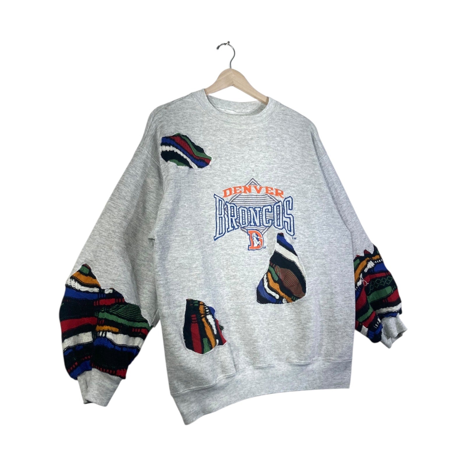 Vintage Denver Broncos Southwestern Patchwork NFL Crewneck