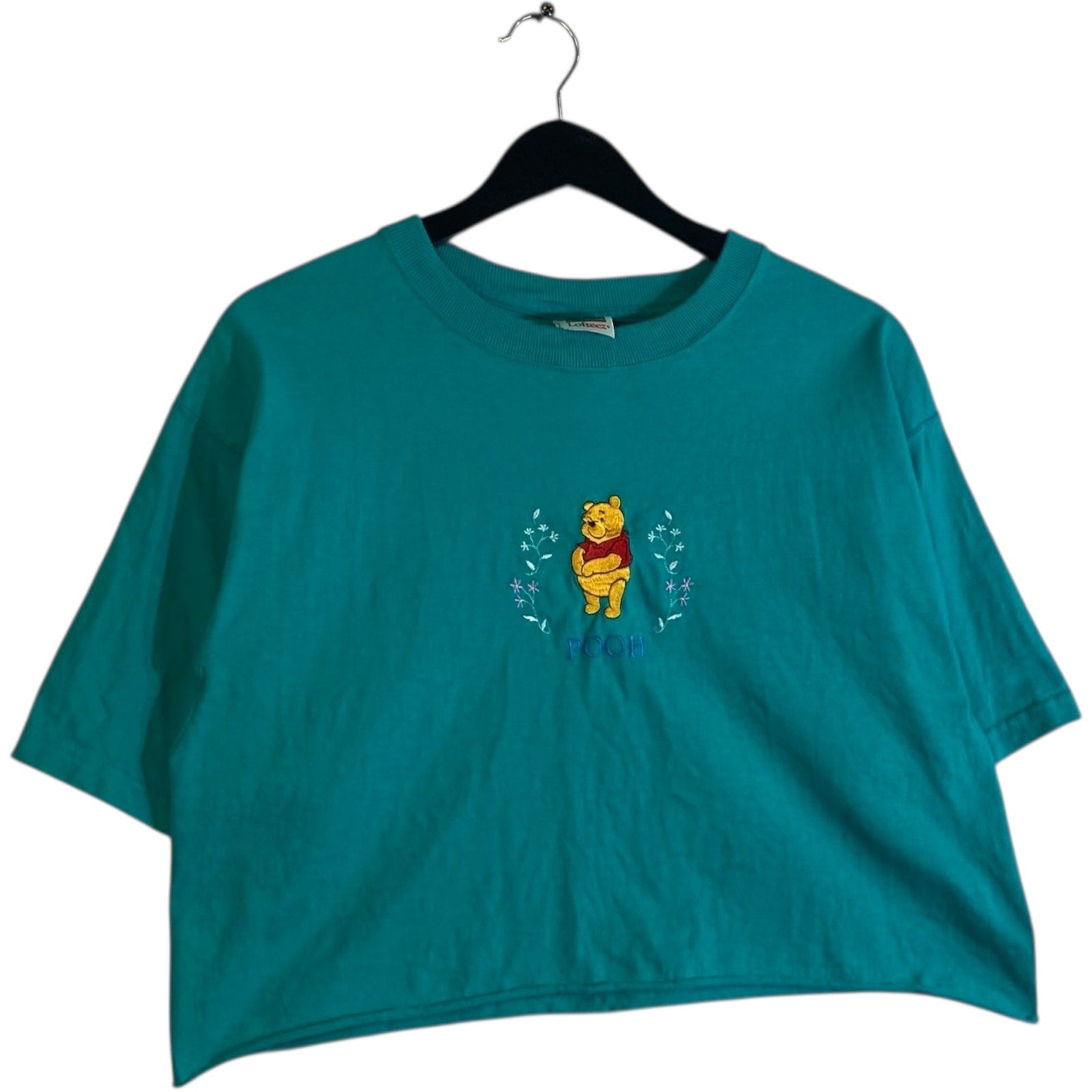 Vintage Winnie The Pooh Chest Embroidery Cropped Tee