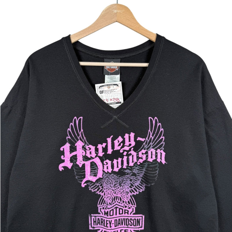 Vintage Harley Davidson Eagle Logo V-Neck Sweatshirt
