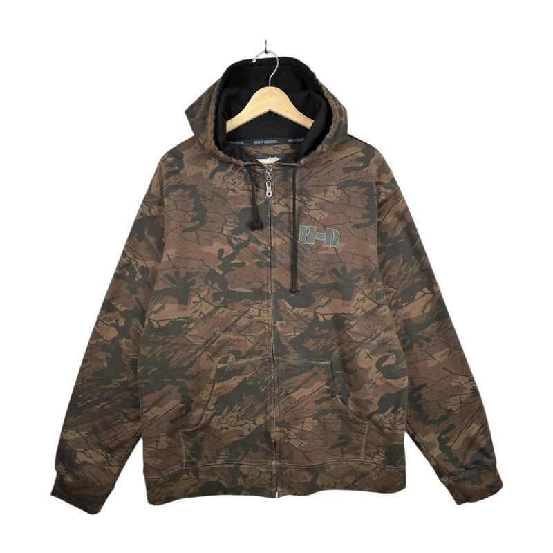 Vintage Harley Davidson Camo Full Zip Hoodie