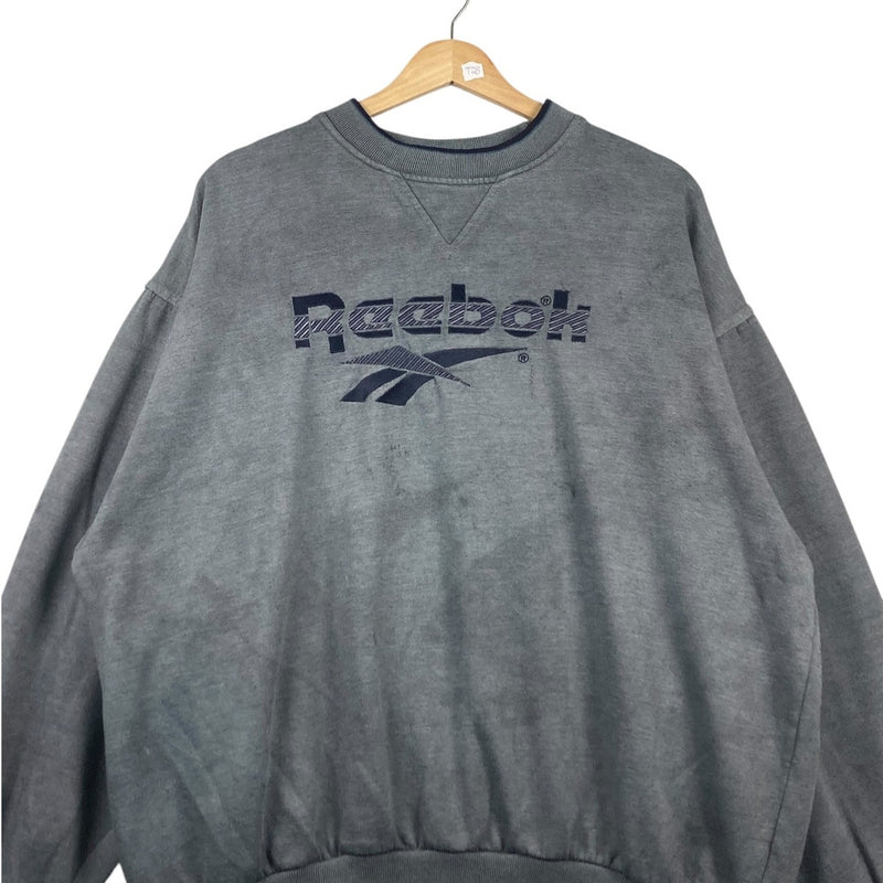 Vintage Reebok Gray Washed Embroidered Logo Crewneck