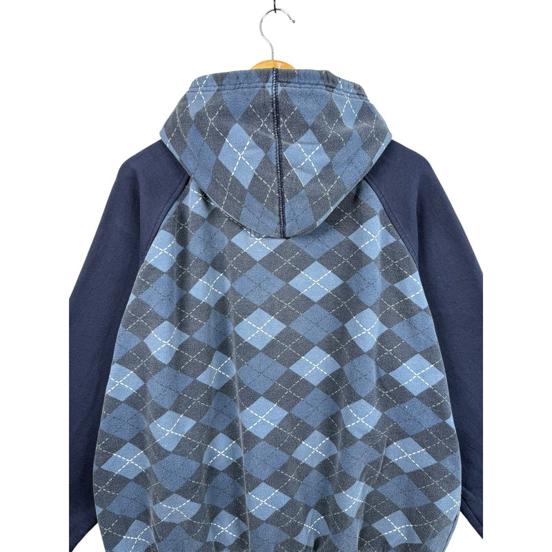 Vintage Argyle Cotton Blend Full Zip Hoodie