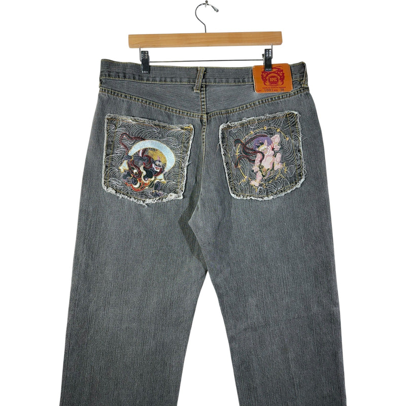 Vintage RMC Embroidered Straight Leg Denim Jeans 37x31