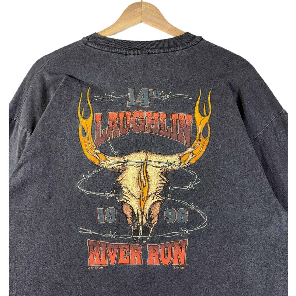 Vintage Laughlin River Run Biker Flames Long Sleeve T-Shirt