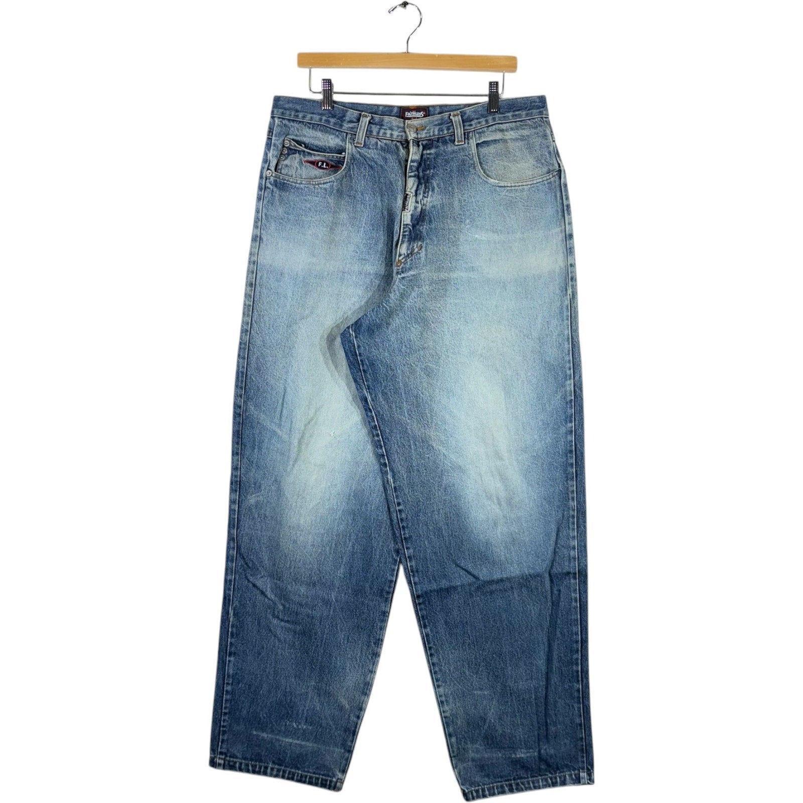 Vintage Faithless Wide Leg Denim Jeans 36x33