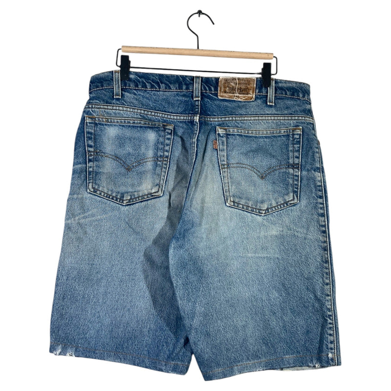 Vintage Levi's 550 Relaxed Fit Hemmed Distressed Denim Shorts 36