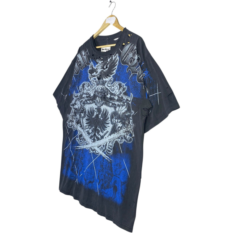 Vintage Distressed Gothic Crest Graphic T-Shirt