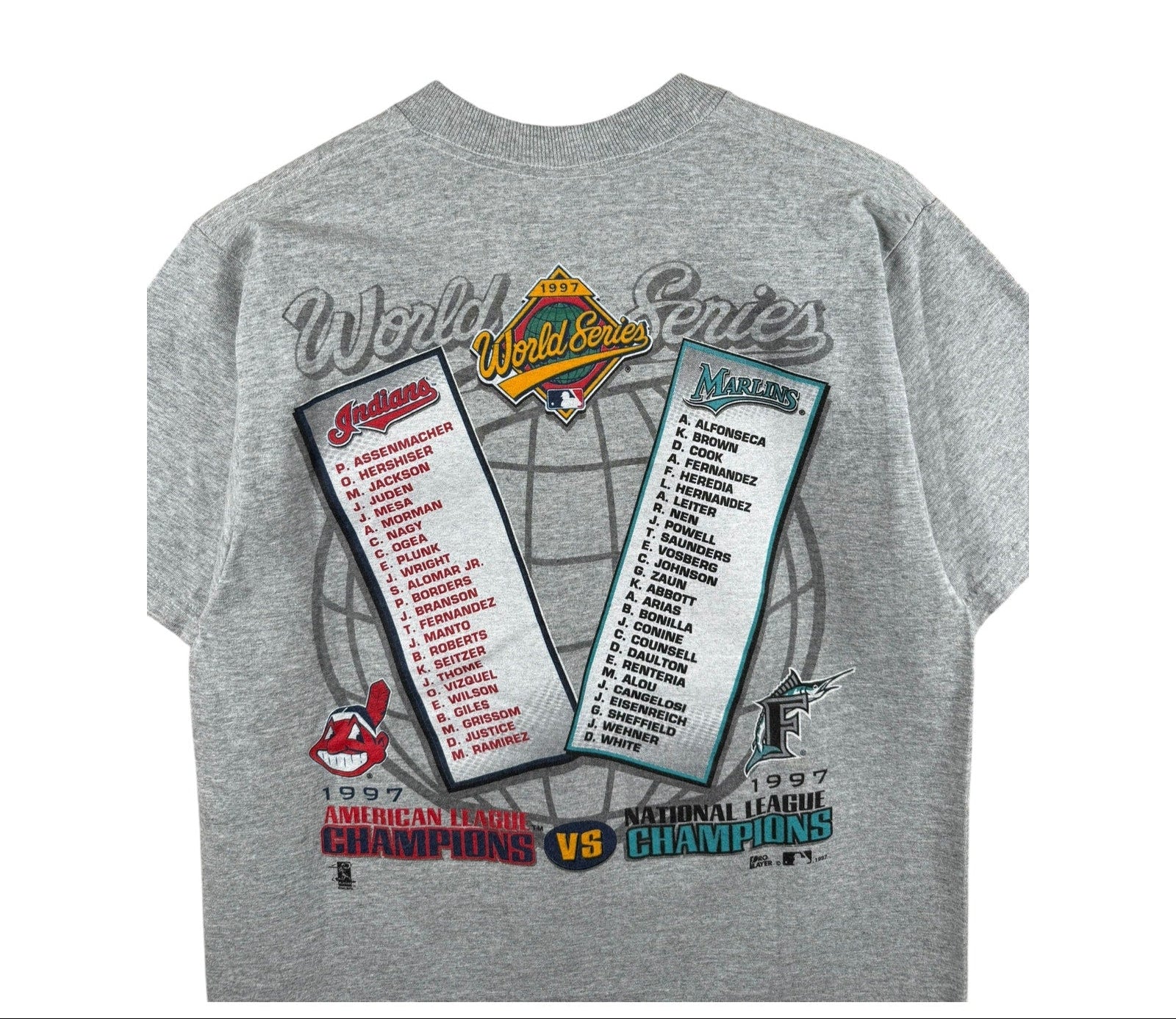 Vintage MLB World Series Cleveland Indians vs Florida Marlins T-Shirt