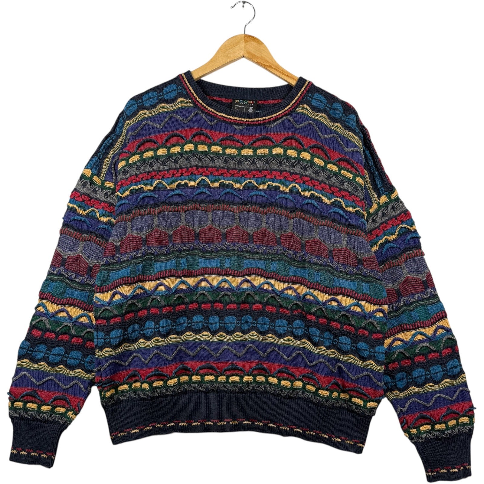 Vintage Coogi 3D Knit Striped Textured Sweater